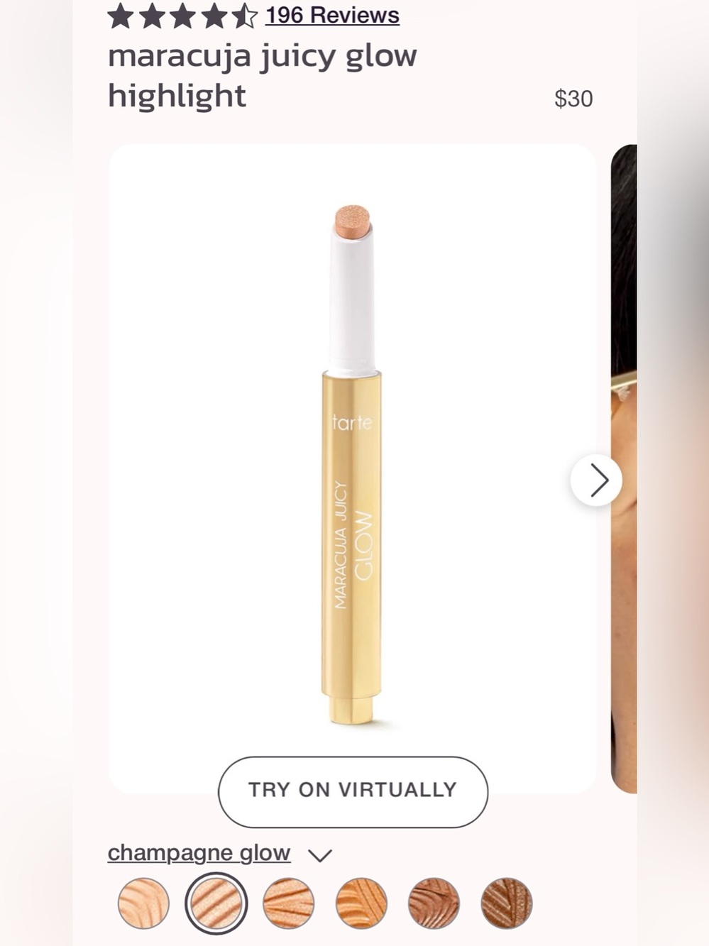 Tarte maracuja juicy glow highlight Shade champagne glow
